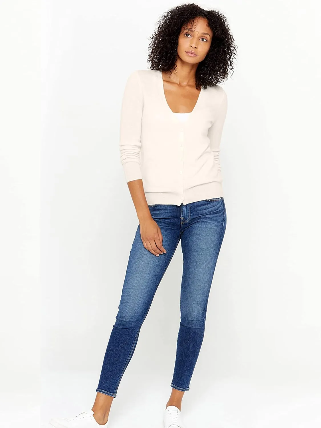 State Cashmere Women's Button Front V-Neck Cardigan 100% Pure Cashmere Long Sleeve Sweater