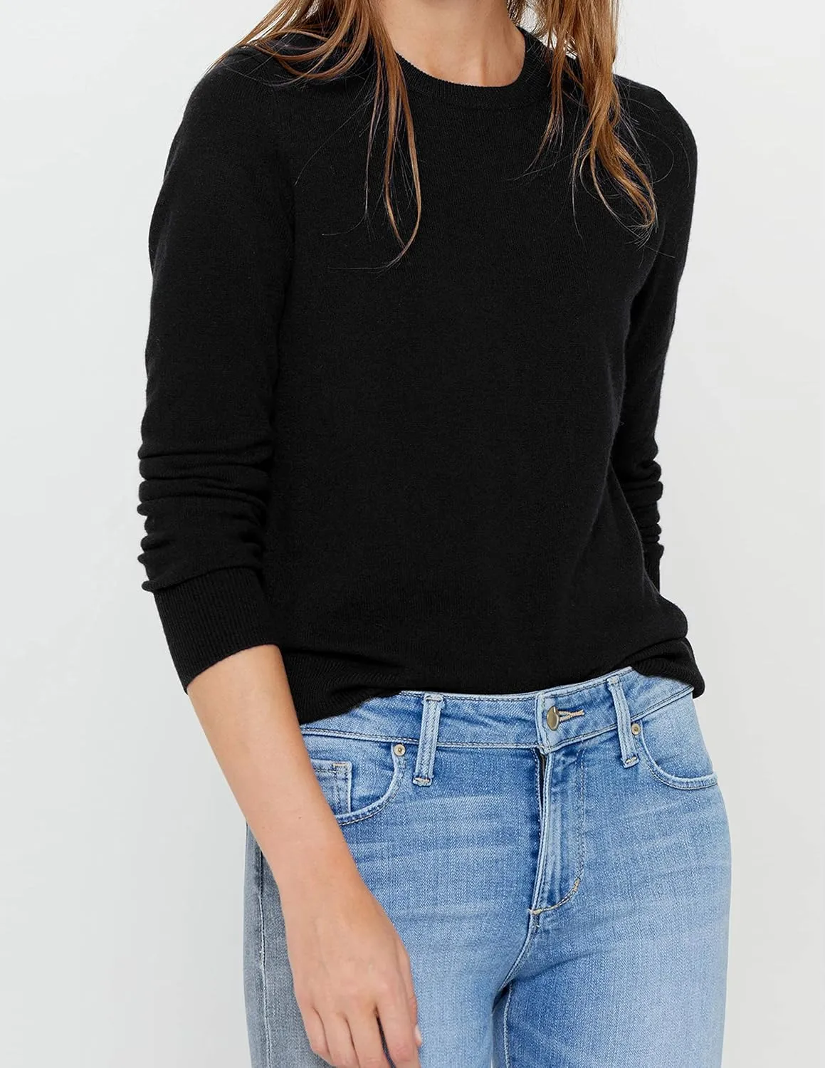 State Cashmere Womens Essential Crewneck Sweater 100% Pure Cashmere Classic Long Sleeve Pullover