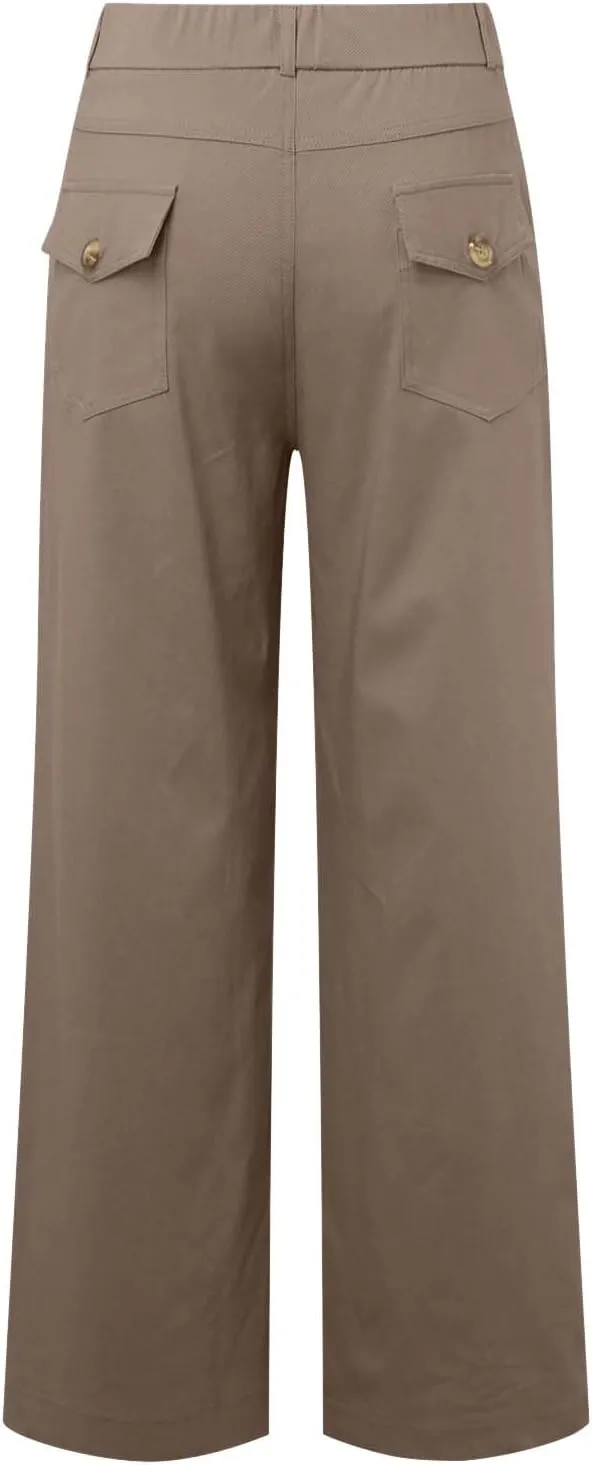 Straight Leg Pants Winter Ankle Hiking Sweatpants with Pockets High Waisted Elastic Waist