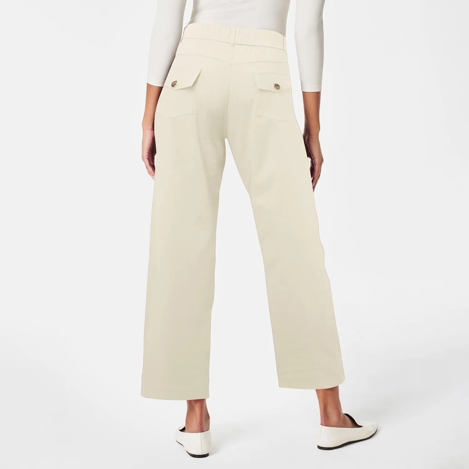 Straight Leg Pants Winter Ankle Hiking Sweatpants with Pockets High Waisted Elastic Waist