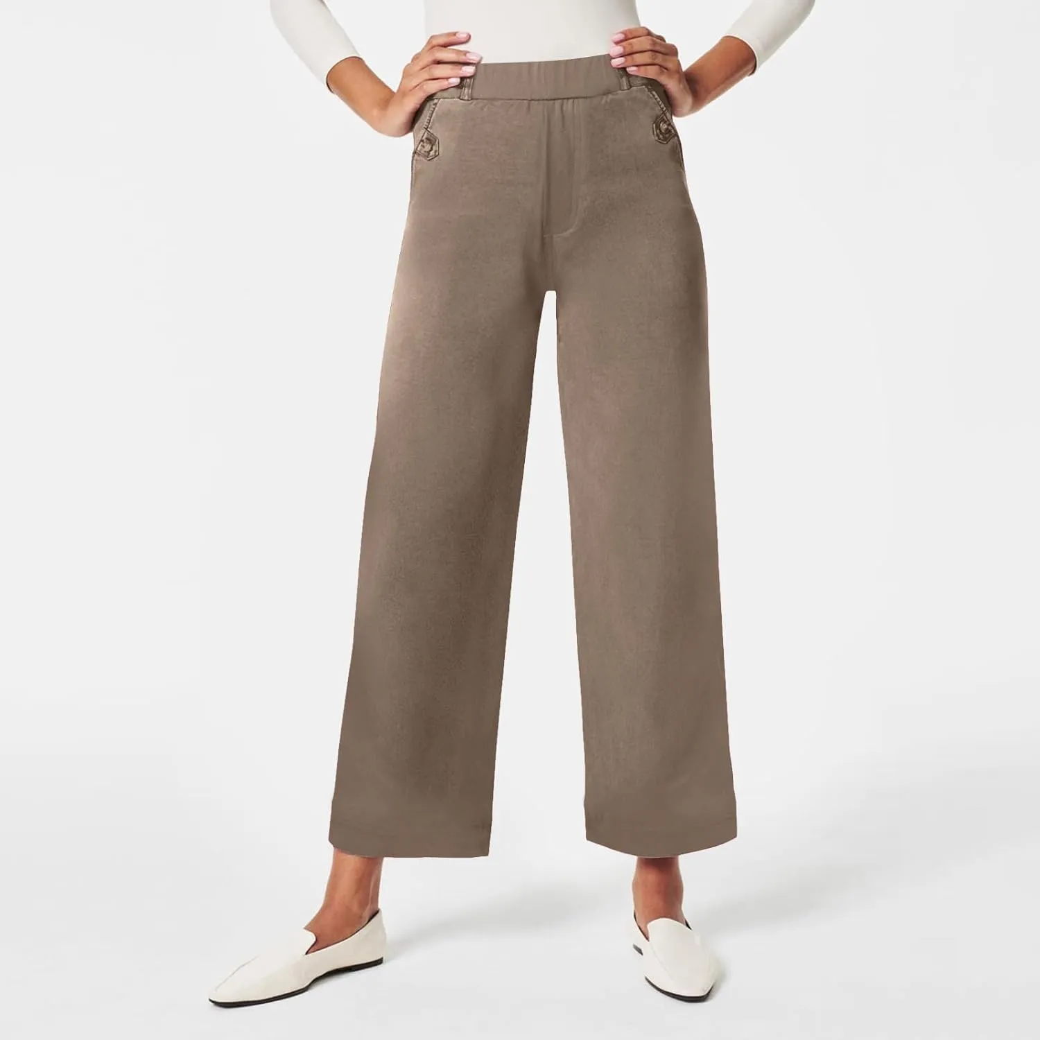 Straight Leg Pants Winter Ankle Hiking Sweatpants with Pockets High Waisted Elastic Waist