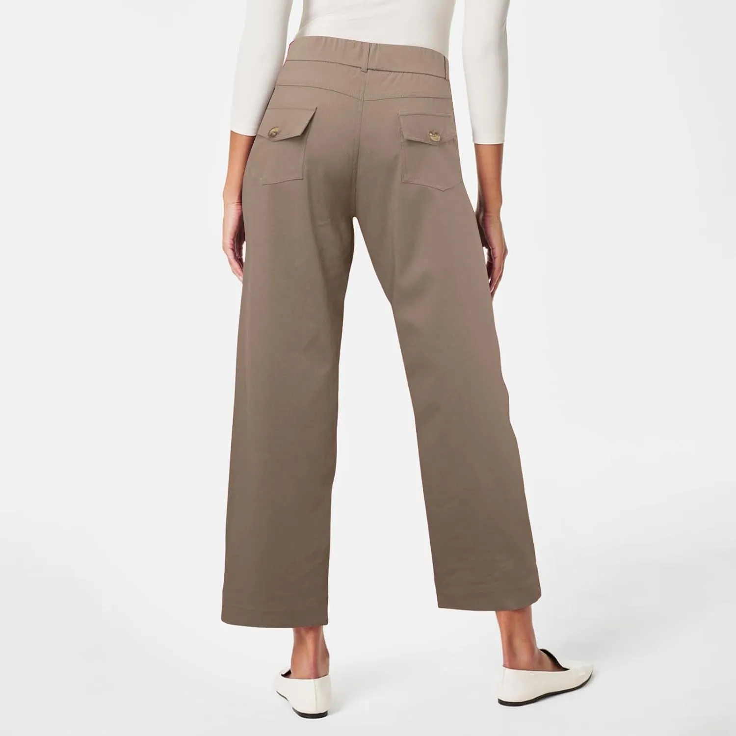 Straight Leg Pants Winter Ankle Hiking Sweatpants with Pockets High Waisted Elastic Waist