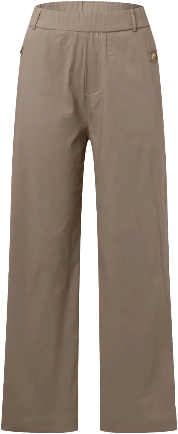 Straight Leg Pants Winter Ankle Hiking Sweatpants with Pockets High Waisted Elastic Waist