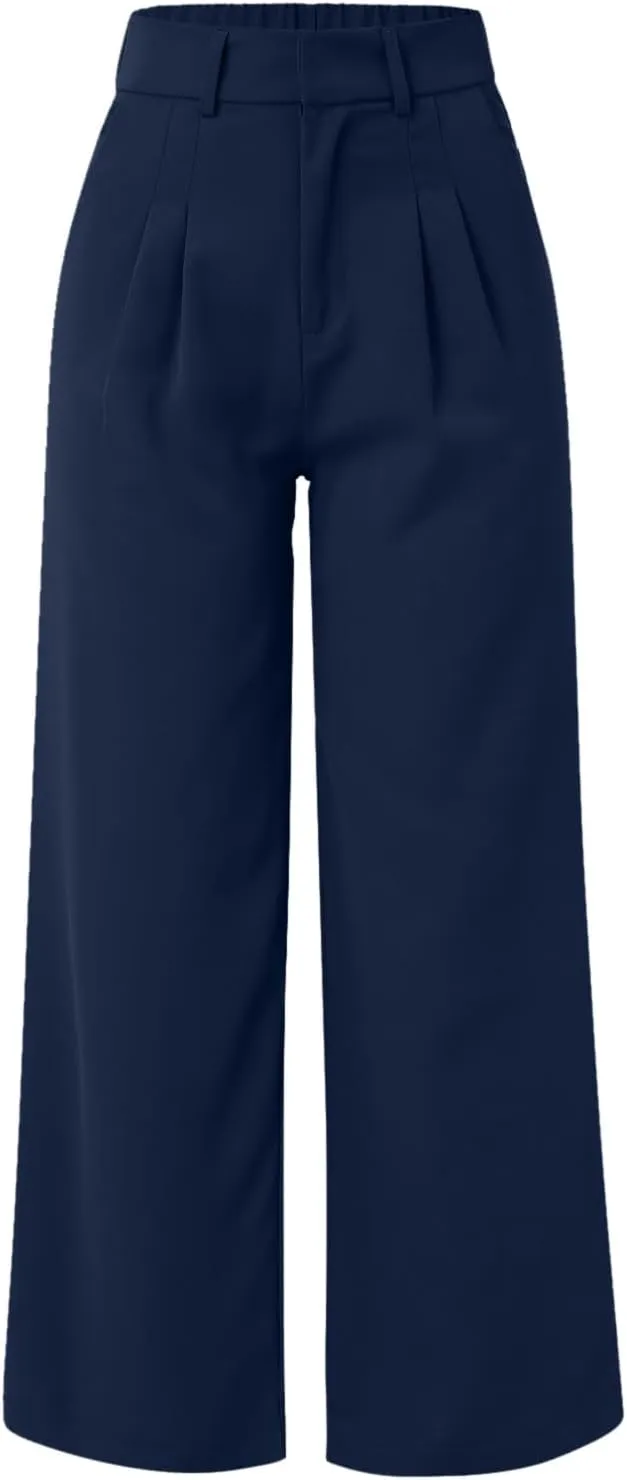 Straight Leg Pants Winter Bright Beach Palazzo with Pockets Barrel Pants Elastic Waist