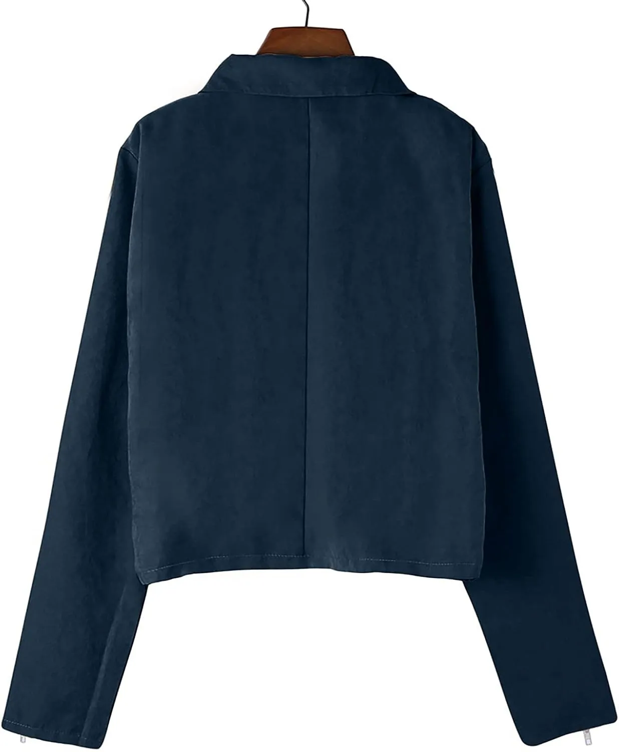 Suede Leather Jacket Women Sexy Motorcycle Zip up Jackets Lapel Quilted Fall Winter Black Trench Coat