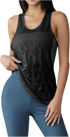Summer Sports Yoga Tank Tops for Women, Lightweight Breathable Loose Sleeveless Shirts Outdoor Running Workout Clothes