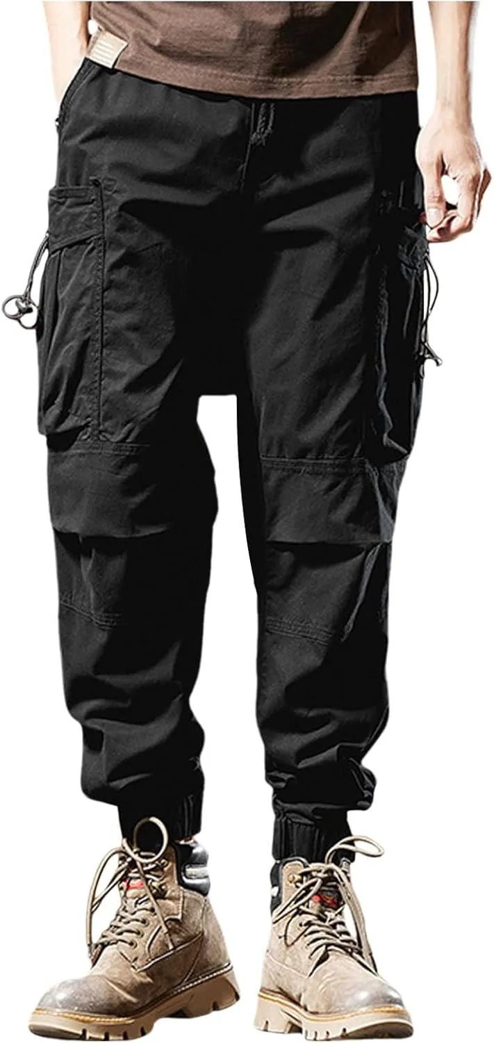 SUWBMHWE Japanese Streetwear Men Harem Pants Mens Beach Going Out Elegant Trendy with Pockets Clothes for Linen Shorts Solid