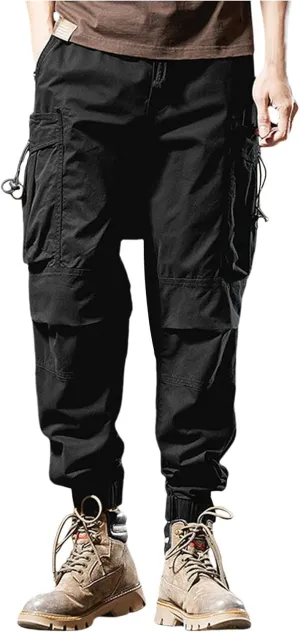 SUWBMHWE Japanese Streetwear Men Harem Pants Mens Beach Going Out Elegant Trendy with Pockets Clothes for Linen Shorts Solid