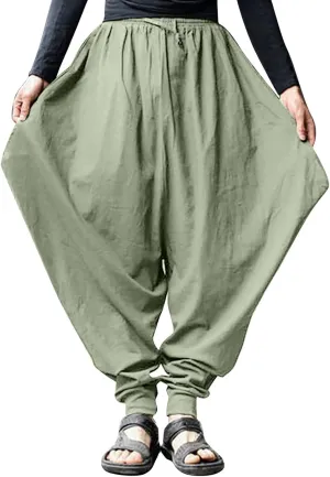 SUWBMHWE Mens Harem Pants Men Linen for Boho Wide-Leg Trousers Japanese Baggy Summer Unisex Thai Fisherman Toji Beach Lounge