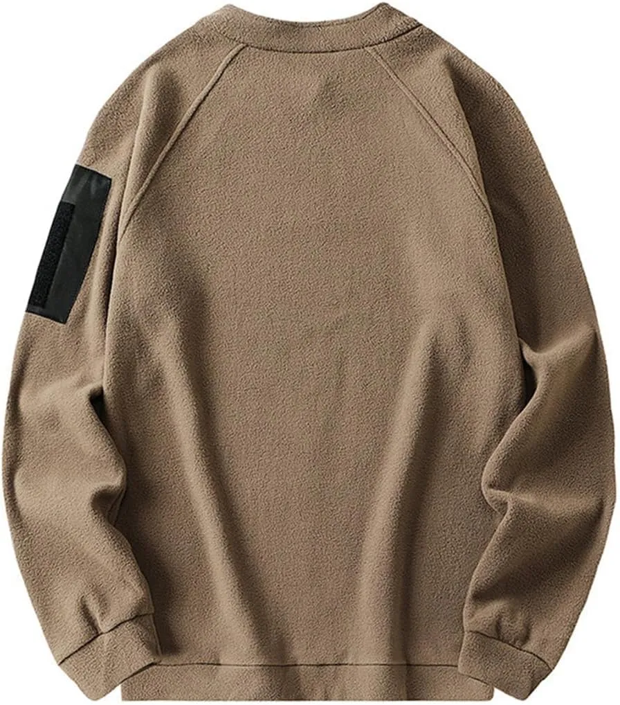 Sweatshirts for Men Tactical Crewneck Sweatshirt Oversized Pullover Shirt Long Sleeve Shirts Plain Tops Fall Trendy