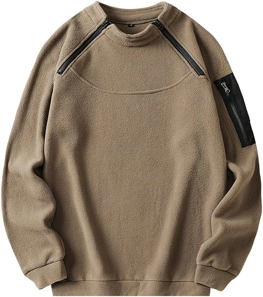 Sweatshirts for Men Tactical Crewneck Sweatshirt Oversized Pullover Shirt Long Sleeve Shirts Plain Tops Fall Trendy
