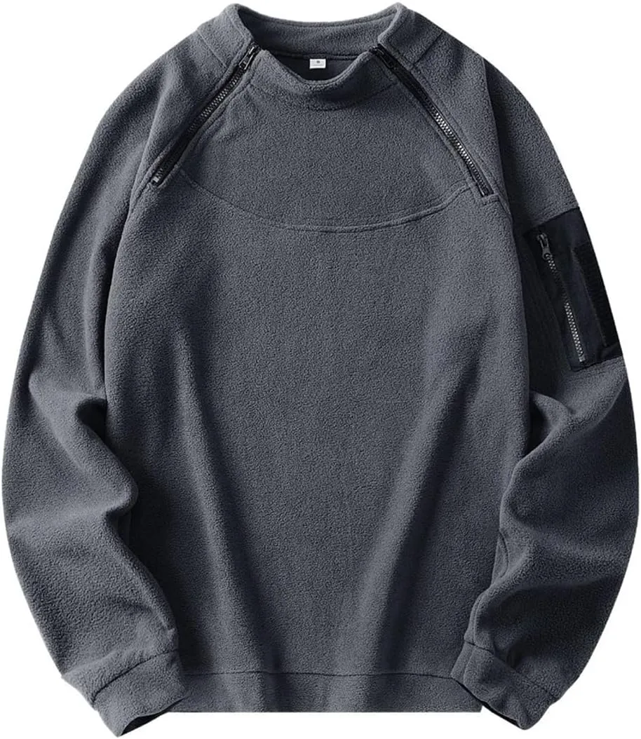 Sweatshirts for Men Tactical Crewneck Sweatshirt Oversized Pullover Shirt Long Sleeve Shirts Plain Tops Fall Trendy