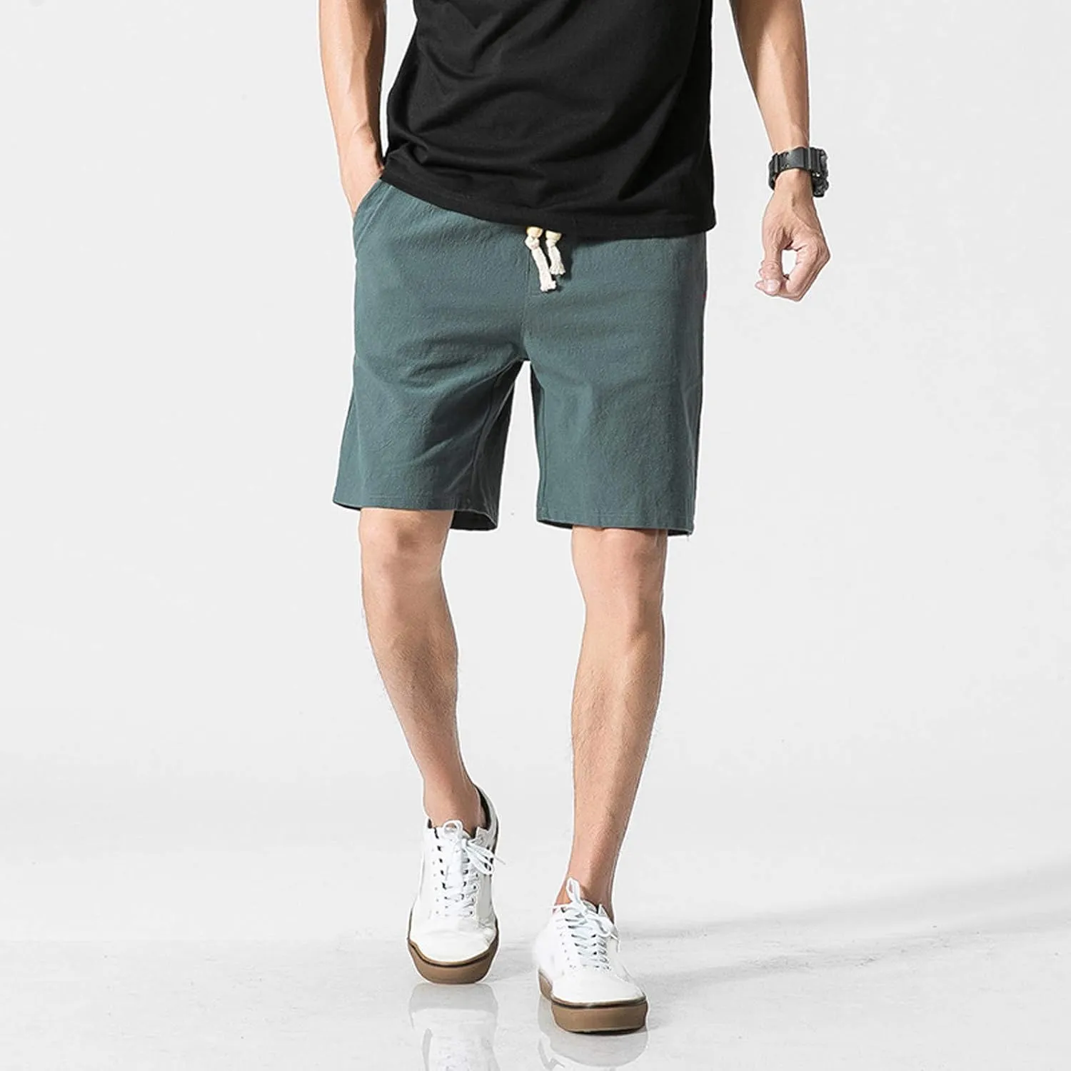 Swim Trunks Men Male Summer Cotton Linen Loose Five Pants Men's Large Beach Mens Swimming