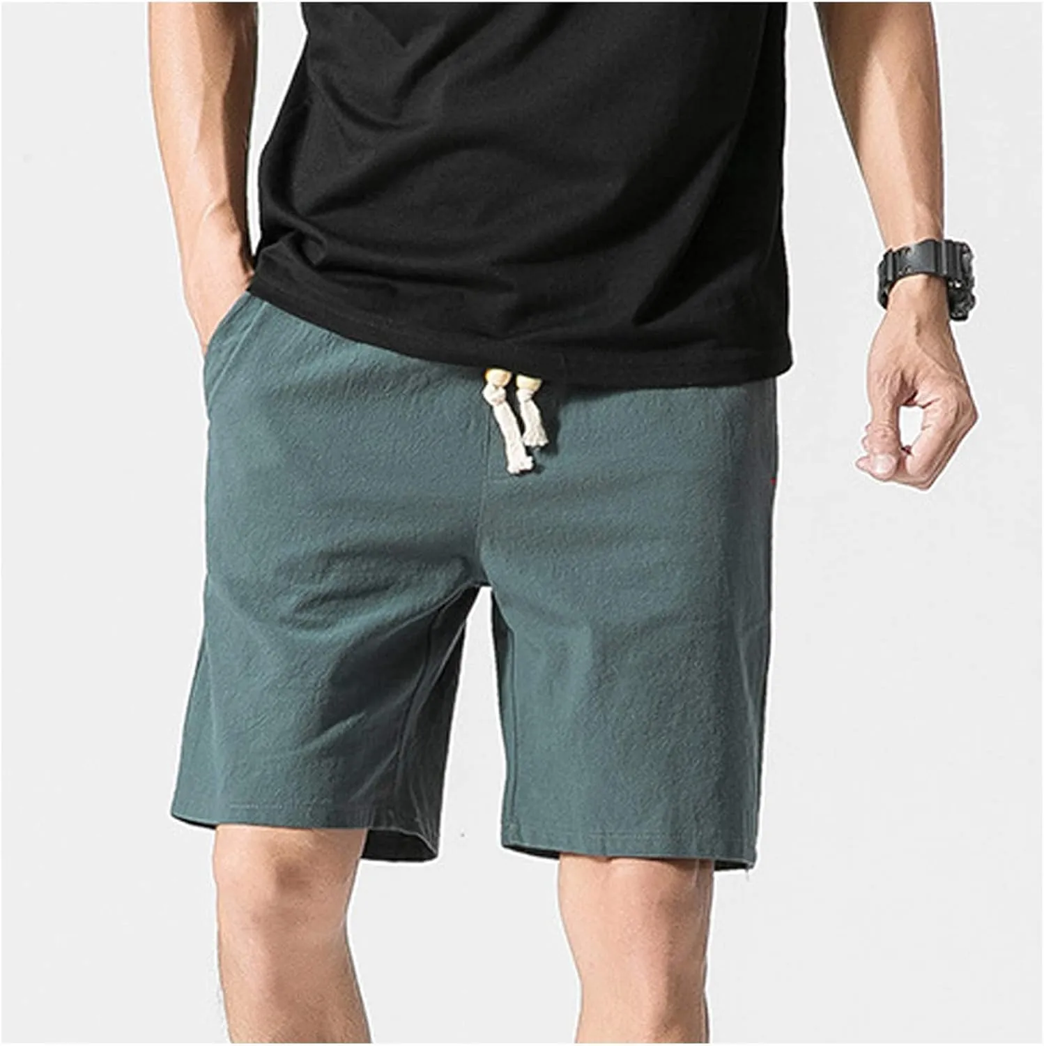 Swim Trunks Men Male Summer Cotton Linen Loose Five Pants Men's Large Beach Mens Swimming