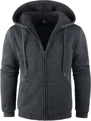 SWISSWELL Men Zip Up Hoodies Sherpa Lined Jacket Heavyweight Fleece Sweatshirt Winter Warm Hooded Coat