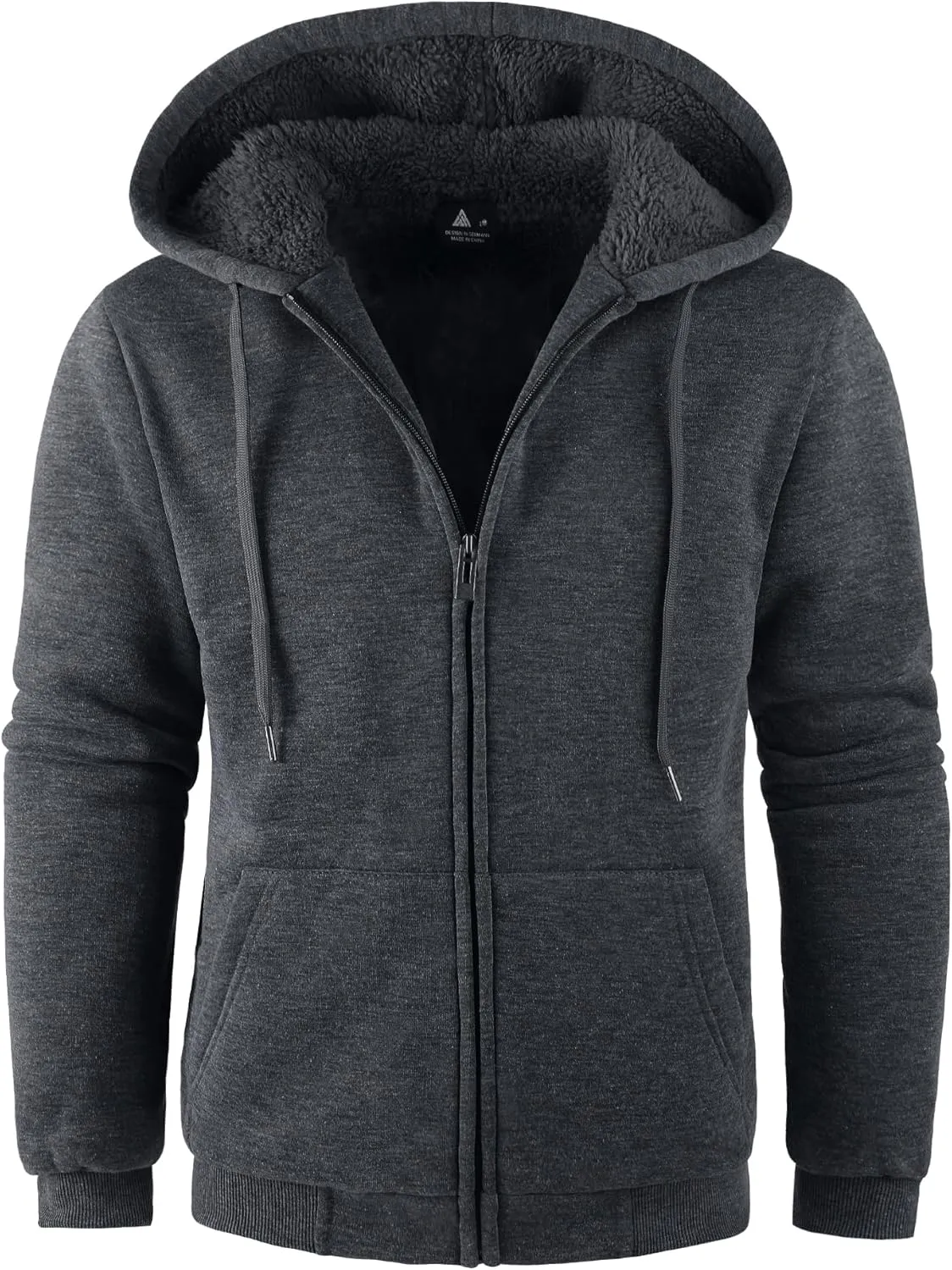 SWISSWELL Men Zip Up Hoodies Sherpa Lined Jacket Heavyweight Fleece Sweatshirt Winter Warm Hooded Coat