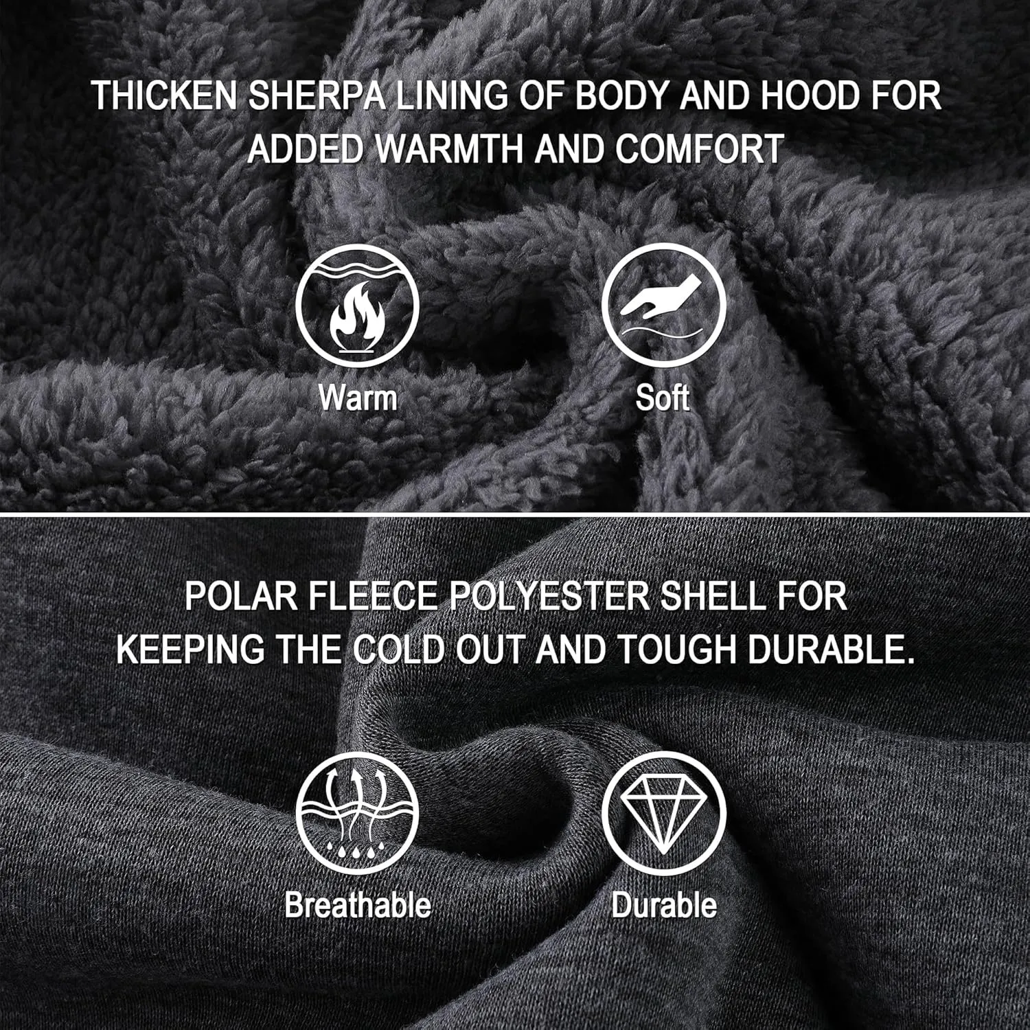 SWISSWELL Men Zip Up Hoodies Sherpa Lined Jacket Heavyweight Fleece Sweatshirt Winter Warm Hooded Coat