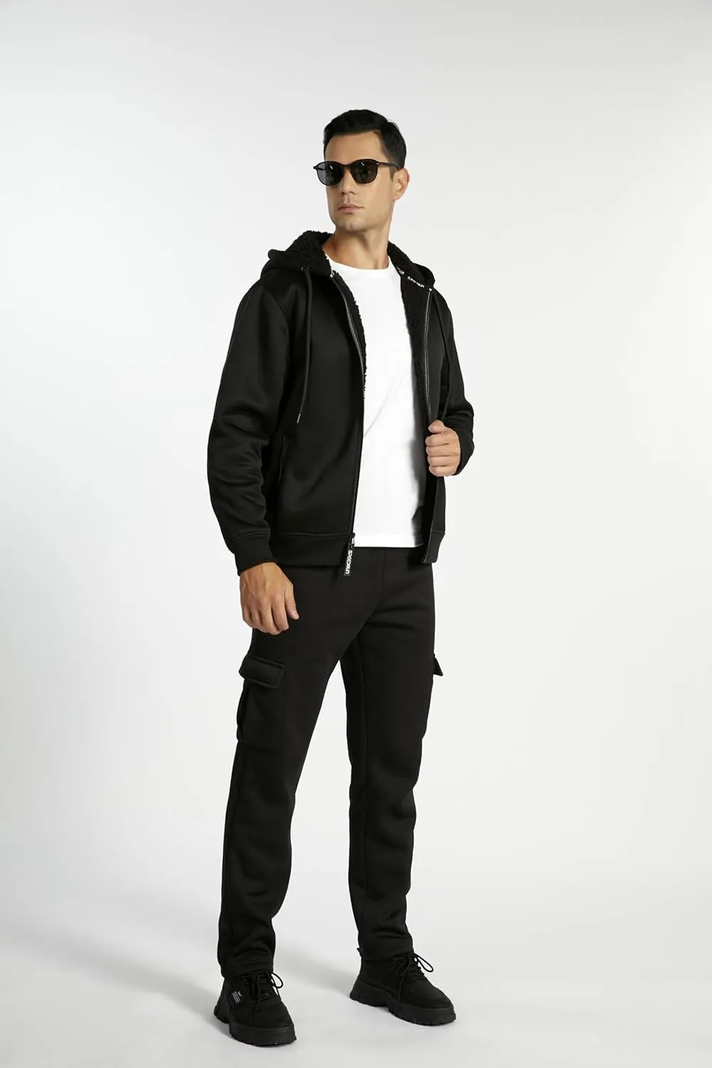 SWISSWELL Men Zip Up Hoodies Sherpa Lined Jacket Heavyweight Fleece Sweatshirt Winter Warm Hooded Coat