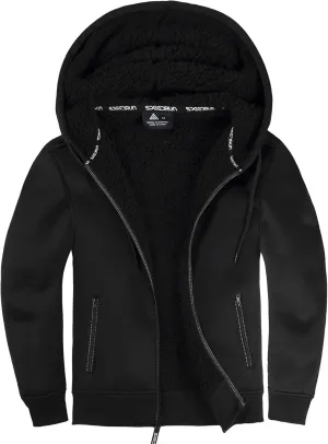 SWISSWELL Men Zip Up Hoodies Sherpa Lined Jacket Heavyweight Fleece Sweatshirt Winter Warm Hooded Coat