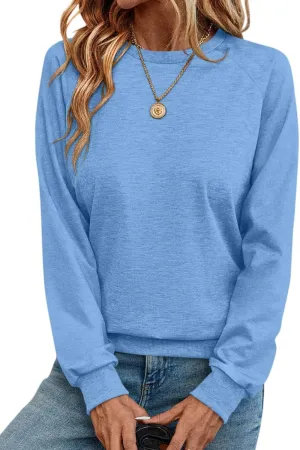 Syellowafter Womens Long Sleeve Shirts Crewneck Fall Tops Casual Loose Fit Basic Pullover Top