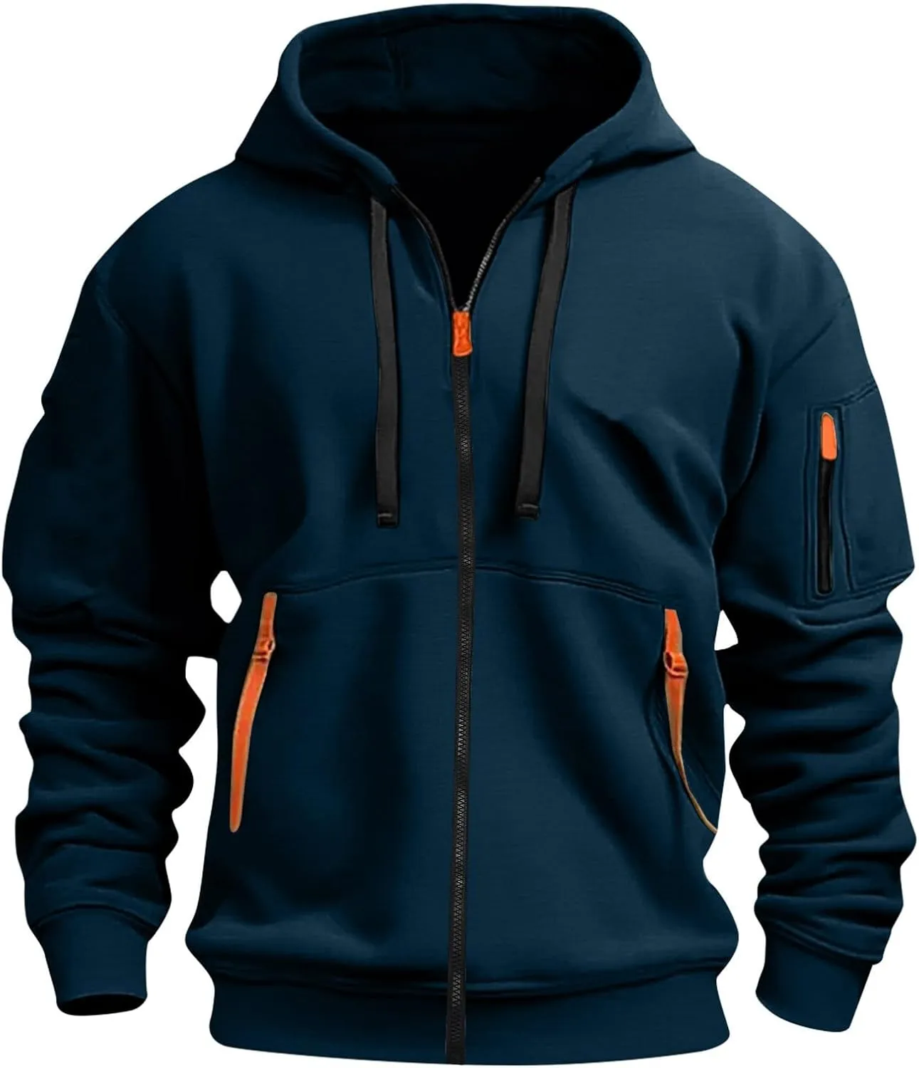 Tactical Hoodie for Men Winter Warm Fleece Jacket Thermal Long Sleeve Hooded Sweatshirt Multi Pockets Coat Outerwear