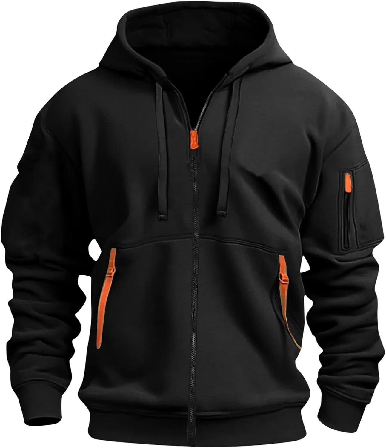 Tactical Hoodie for Men Winter Warm Fleece Jacket Thermal Long Sleeve Hooded Sweatshirt Multi Pockets Coat Outerwear