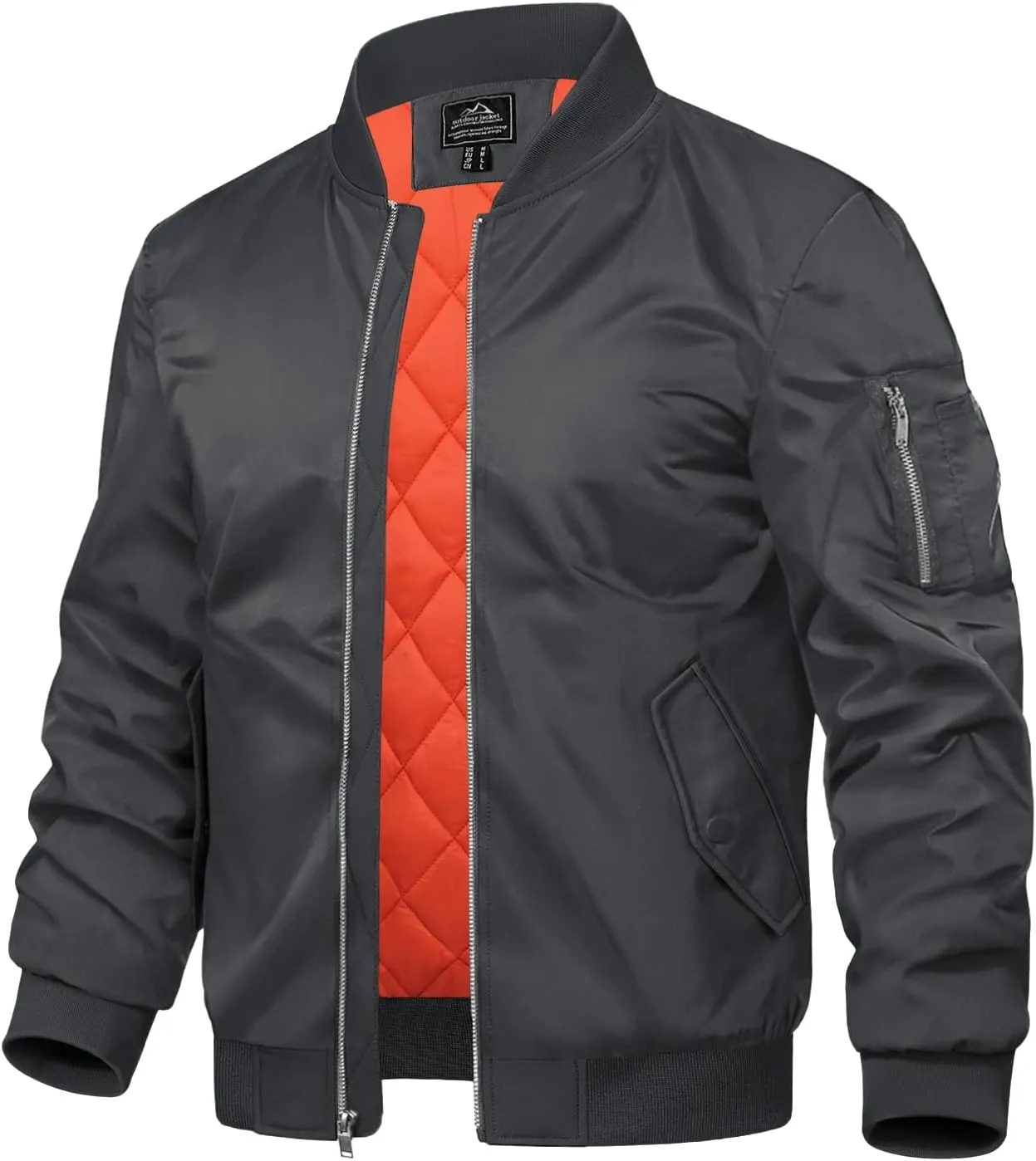 TACVASEN Mens Bomber Jacket Windproof Windbreaker Thermal Quilted Jacket Warm Winter Padded Coats