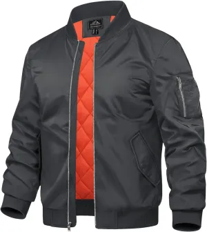 TACVASEN Mens Bomber Jacket Windproof Windbreaker Thermal Quilted Jacket Warm Winter Padded Coats