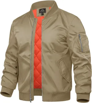 TACVASEN Mens Bomber Jacket Windproof Windbreaker Thermal Quilted Jacket Warm Winter Padded Coats