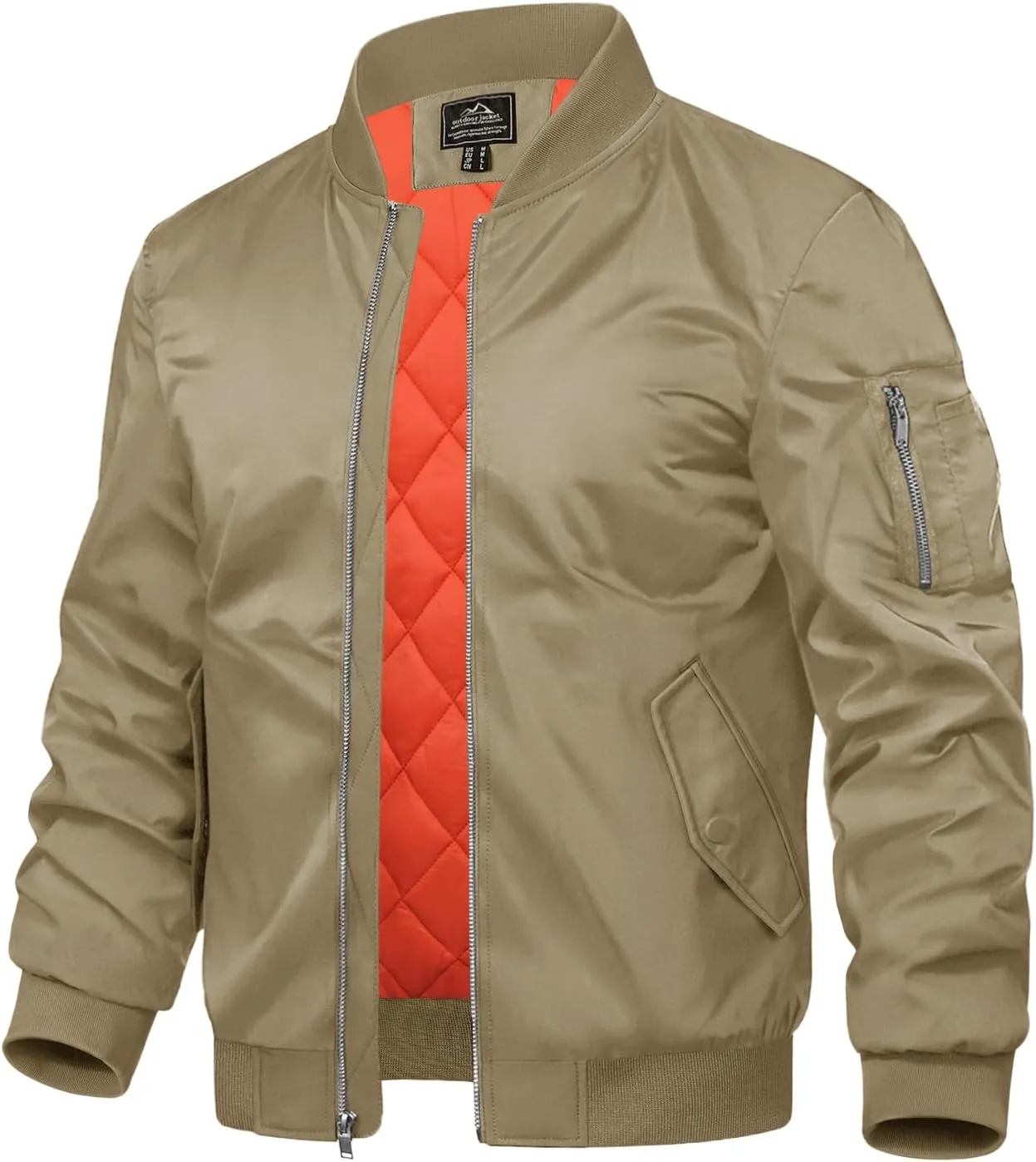 TACVASEN Mens Bomber Jacket Windproof Windbreaker Thermal Quilted Jacket Warm Winter Padded Coats