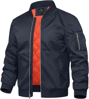 TACVASEN Mens Bomber Jacket Windproof Windbreaker Thermal Quilted Jacket Warm Winter Padded Coats
