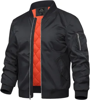 TACVASEN Mens Bomber Jacket Windproof Windbreaker Thermal Quilted Jacket Warm Winter Padded Coats