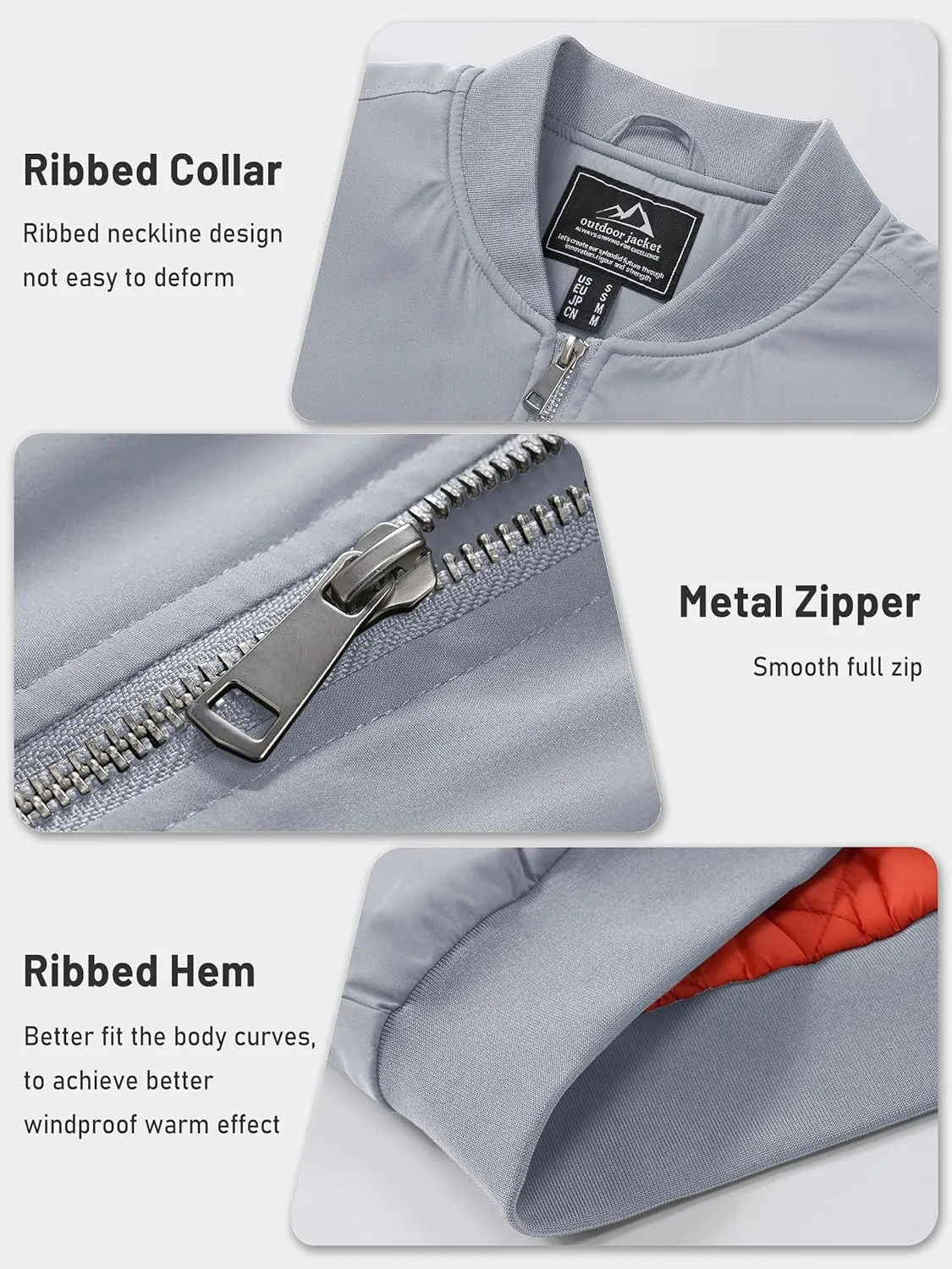TACVASEN Mens Bomber Jacket Windproof Windbreaker Thermal Quilted Jacket Warm Winter Padded Coats