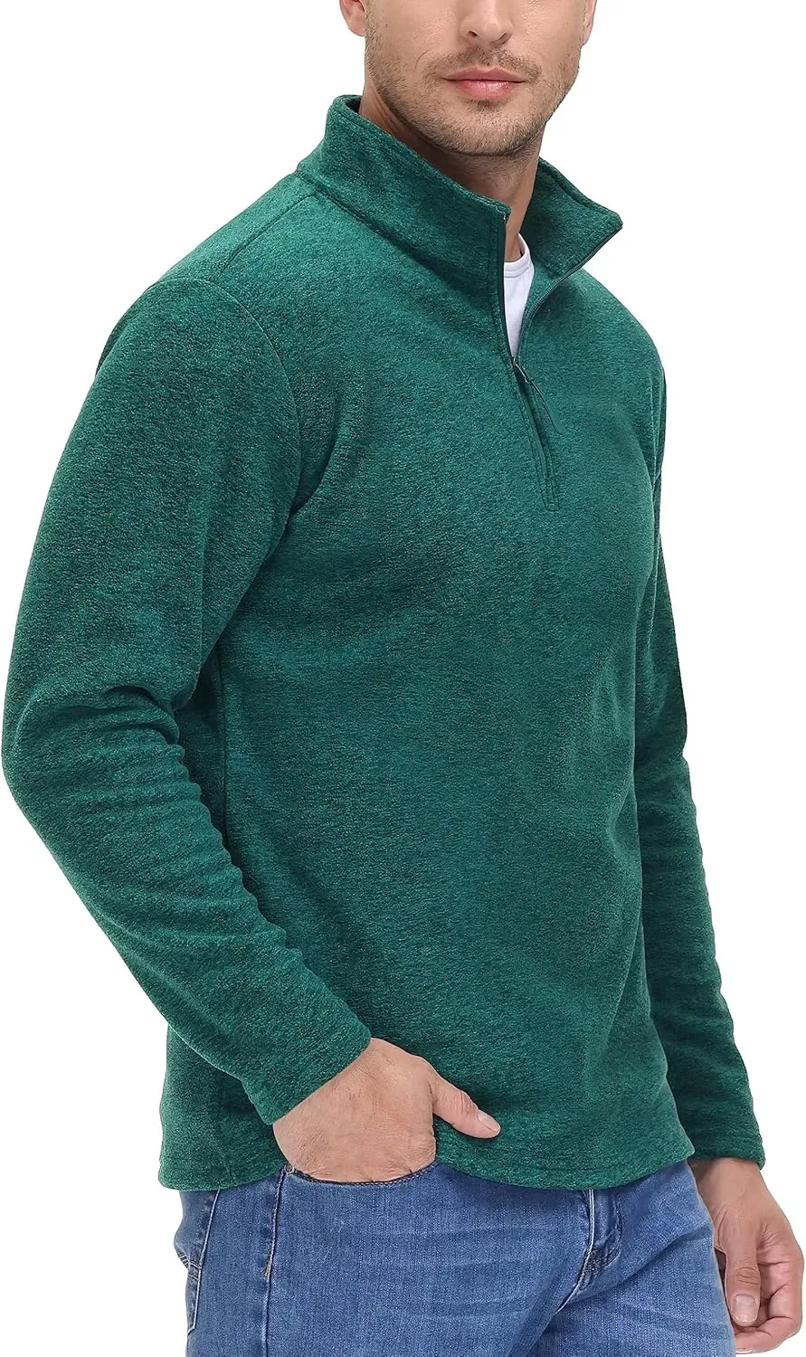 TACVASEN Mens Quarter Zip Sweatshirt Long Sleeve Pullover 1/4 Zip Up Golf Shirt for Men Winter Fleece Lined Thermal Sweater