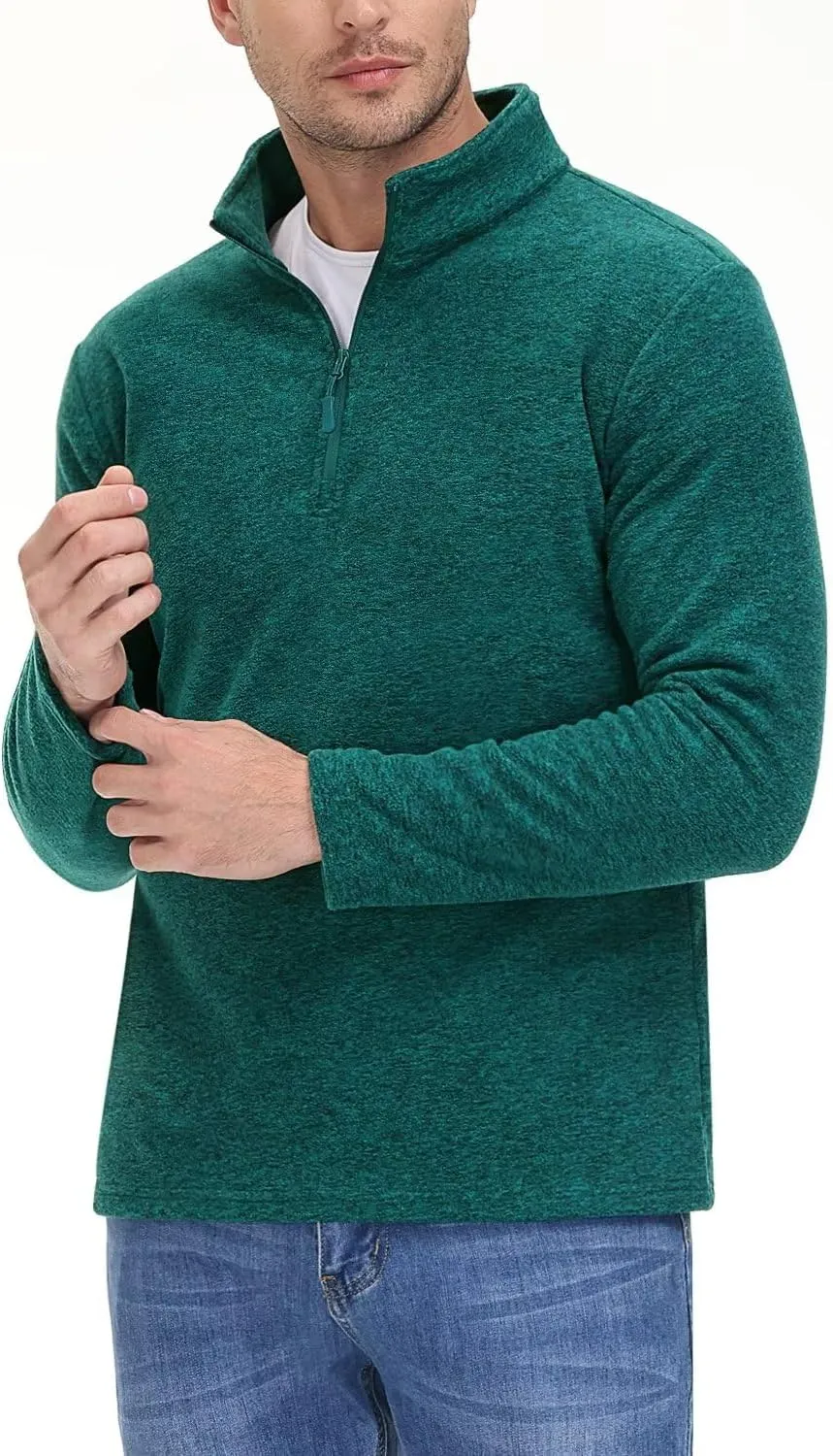 TACVASEN Mens Quarter Zip Sweatshirt Long Sleeve Pullover 1/4 Zip Up Golf Shirt for Men Winter Fleece Lined Thermal Sweater