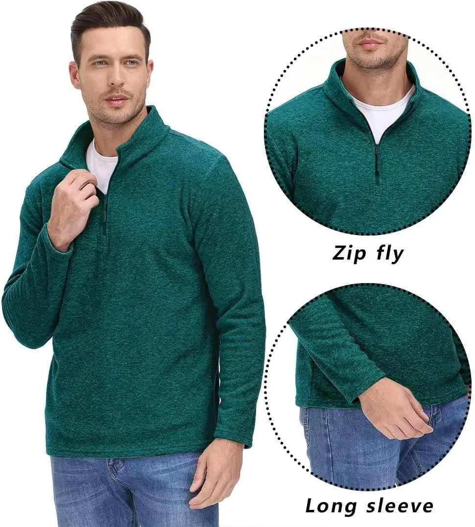 TACVASEN Mens Quarter Zip Sweatshirt Long Sleeve Pullover 1/4 Zip Up Golf Shirt for Men Winter Fleece Lined Thermal Sweater