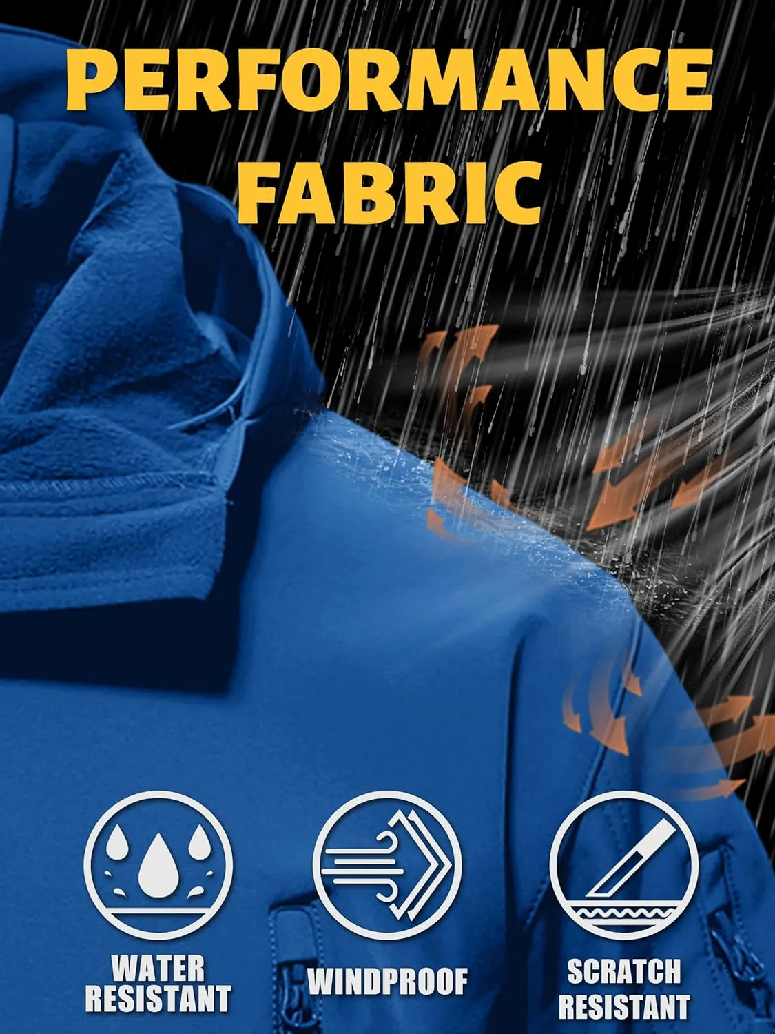 TACVASEN Men's Special Ops Military Tactical Rain Jackets Winter Warm Fleece Softshell Hooded Raincoat Snowboard