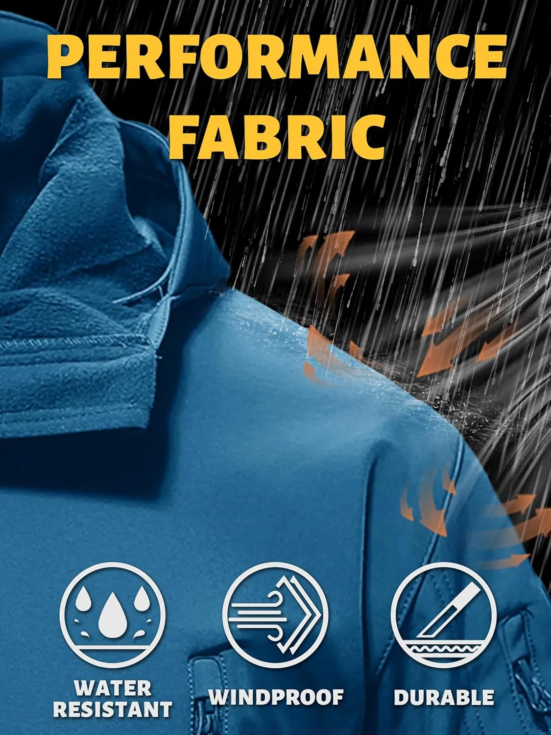 TACVASEN Men's Special Ops Military Tactical Rain Jackets Winter Warm Fleece Softshell Hooded Raincoat Snowboard