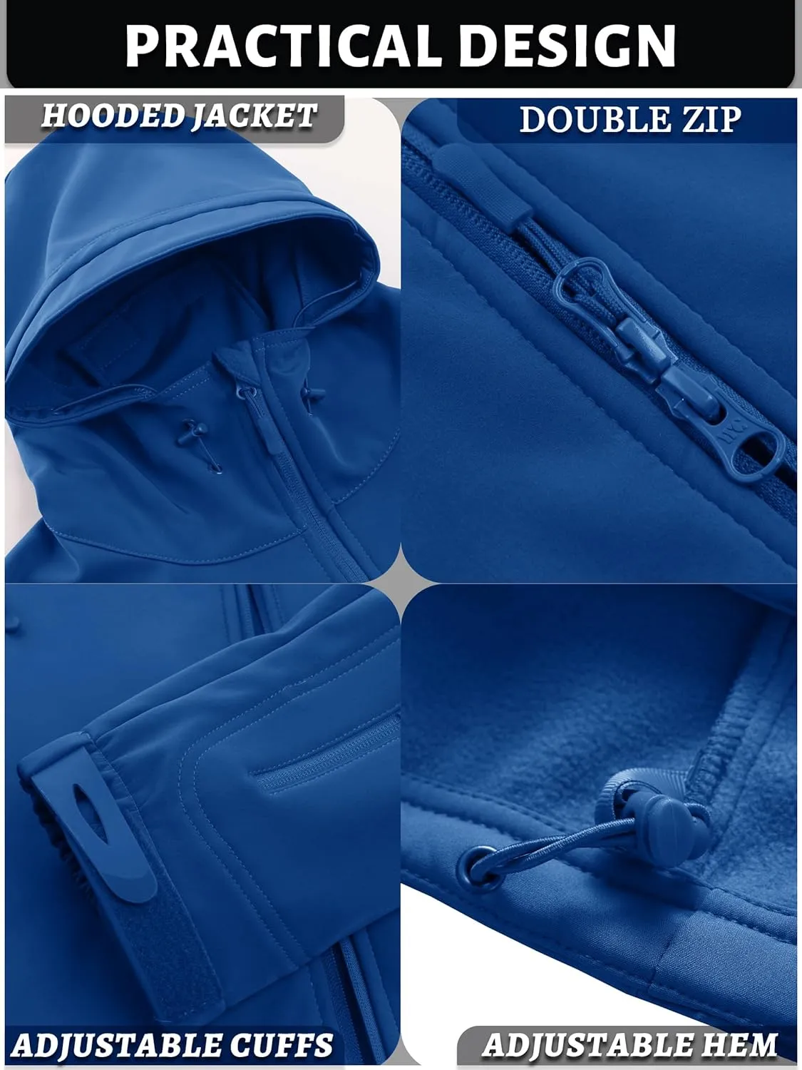 TACVASEN Men's Special Ops Military Tactical Rain Jackets Winter Warm Fleece Softshell Hooded Raincoat Snowboard