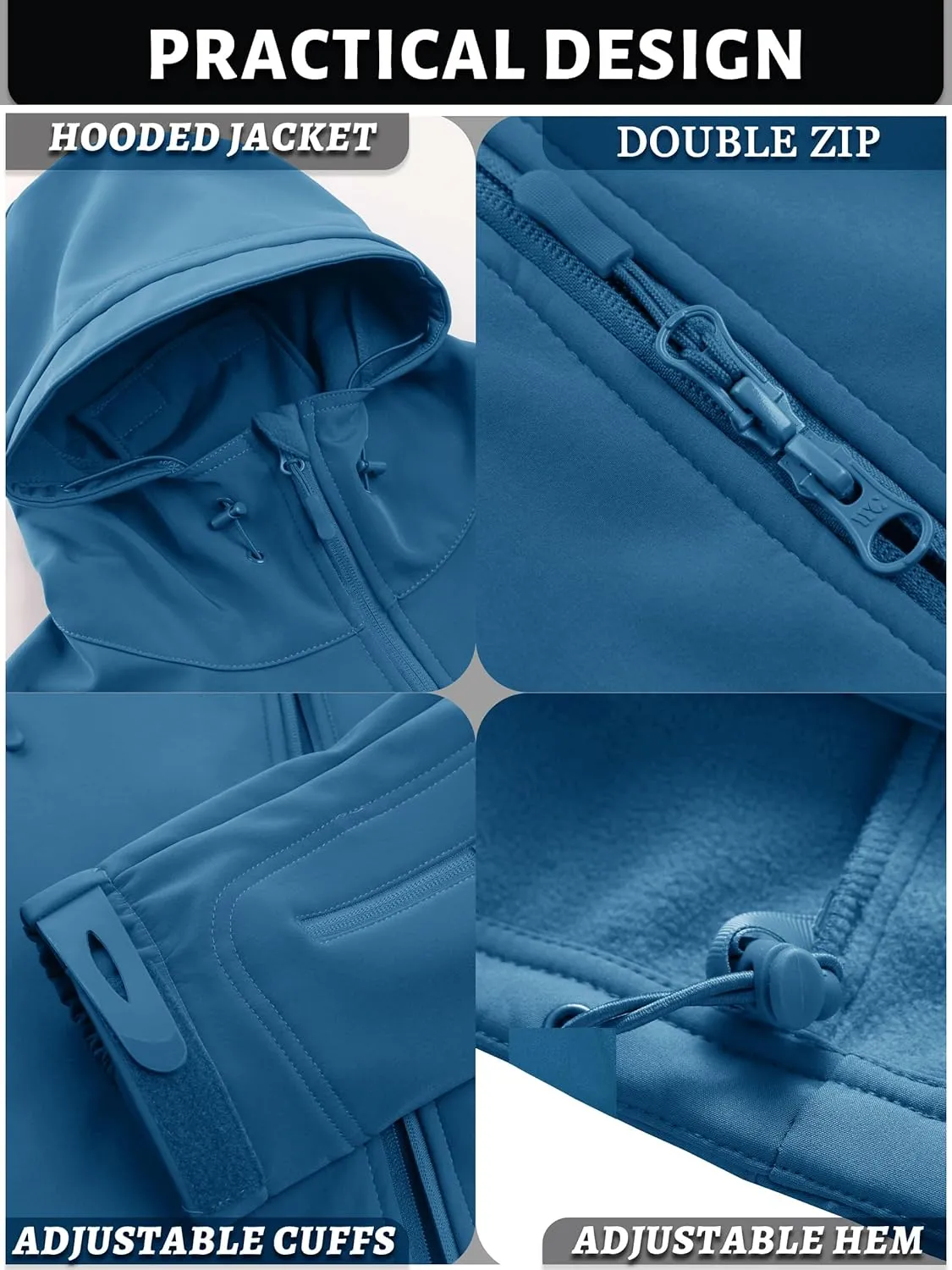 TACVASEN Men's Special Ops Military Tactical Rain Jackets Winter Warm Fleece Softshell Hooded Raincoat Snowboard