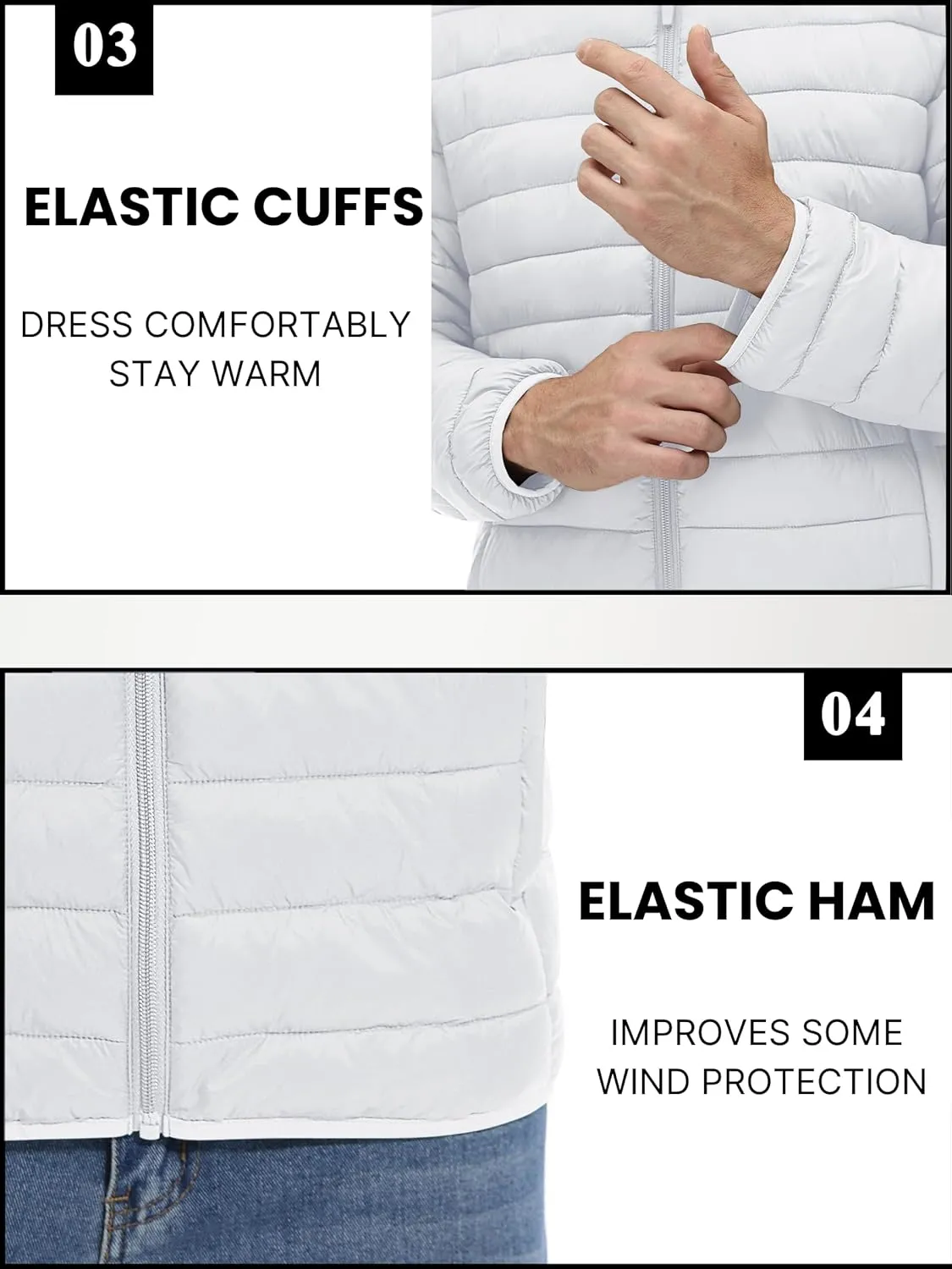 TACVASEN Puffer Jacket for Men Winter Warm Winter Lightweight Coat Water Repellent Windproof Insulated Jacket
