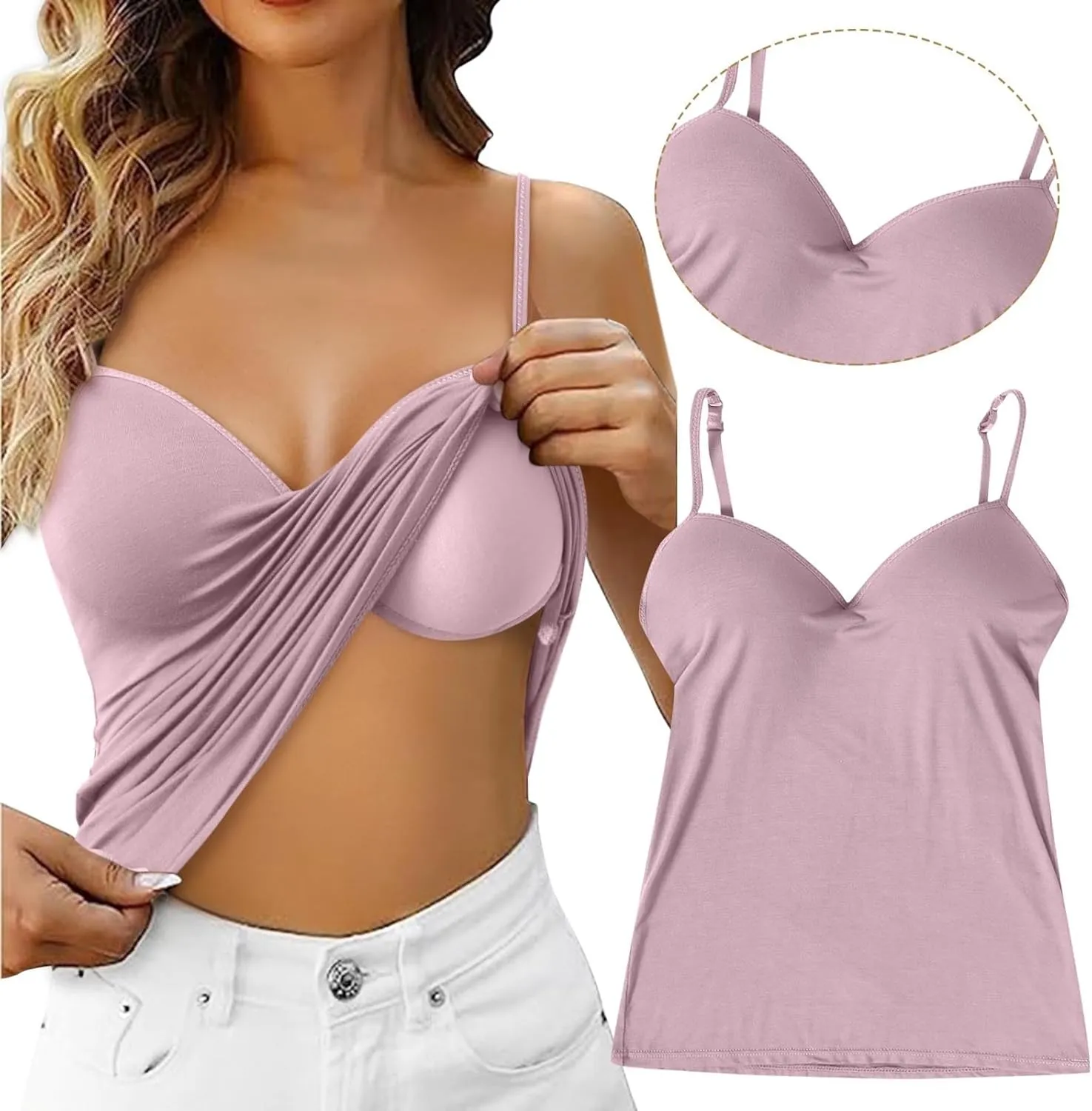 Tank Tops with Built in Bra for Women 2025 Racerback Workout Lounge Camisole Summer Sports Padded Cami Tube Casual Yoga Tops