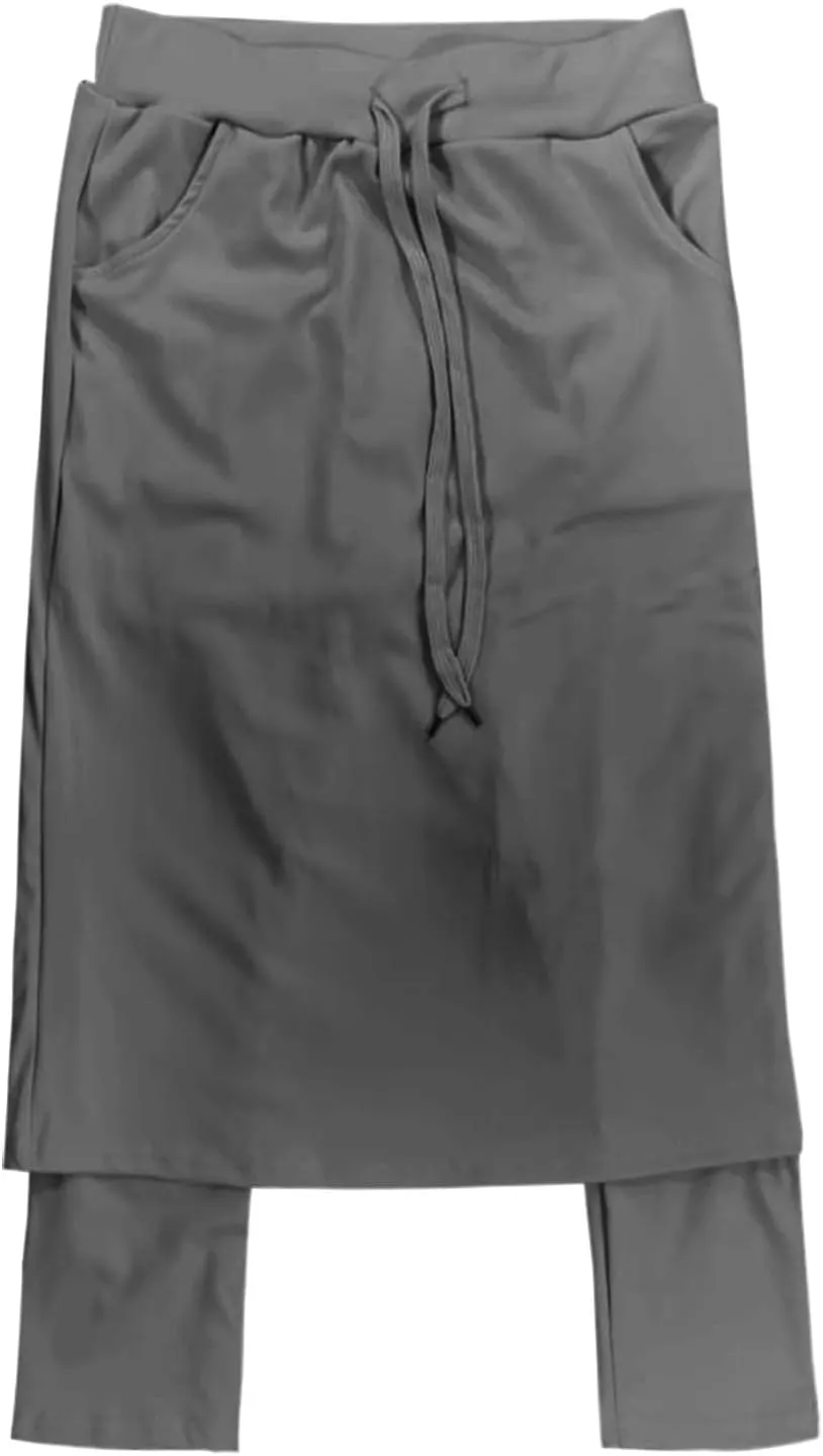 Tennis Skirts for Women Athletic Knee Length Golf Casual Skorts Shorts Sports Drawstring Waist Skirt with Pockets