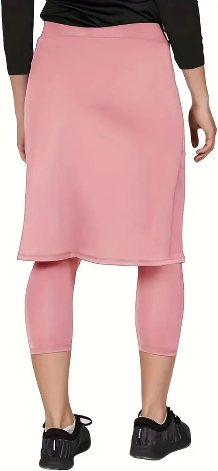 Tennis Skirts for Women Athletic Knee Length Golf Casual Skorts Shorts Sports Drawstring Waist Skirt with Pockets