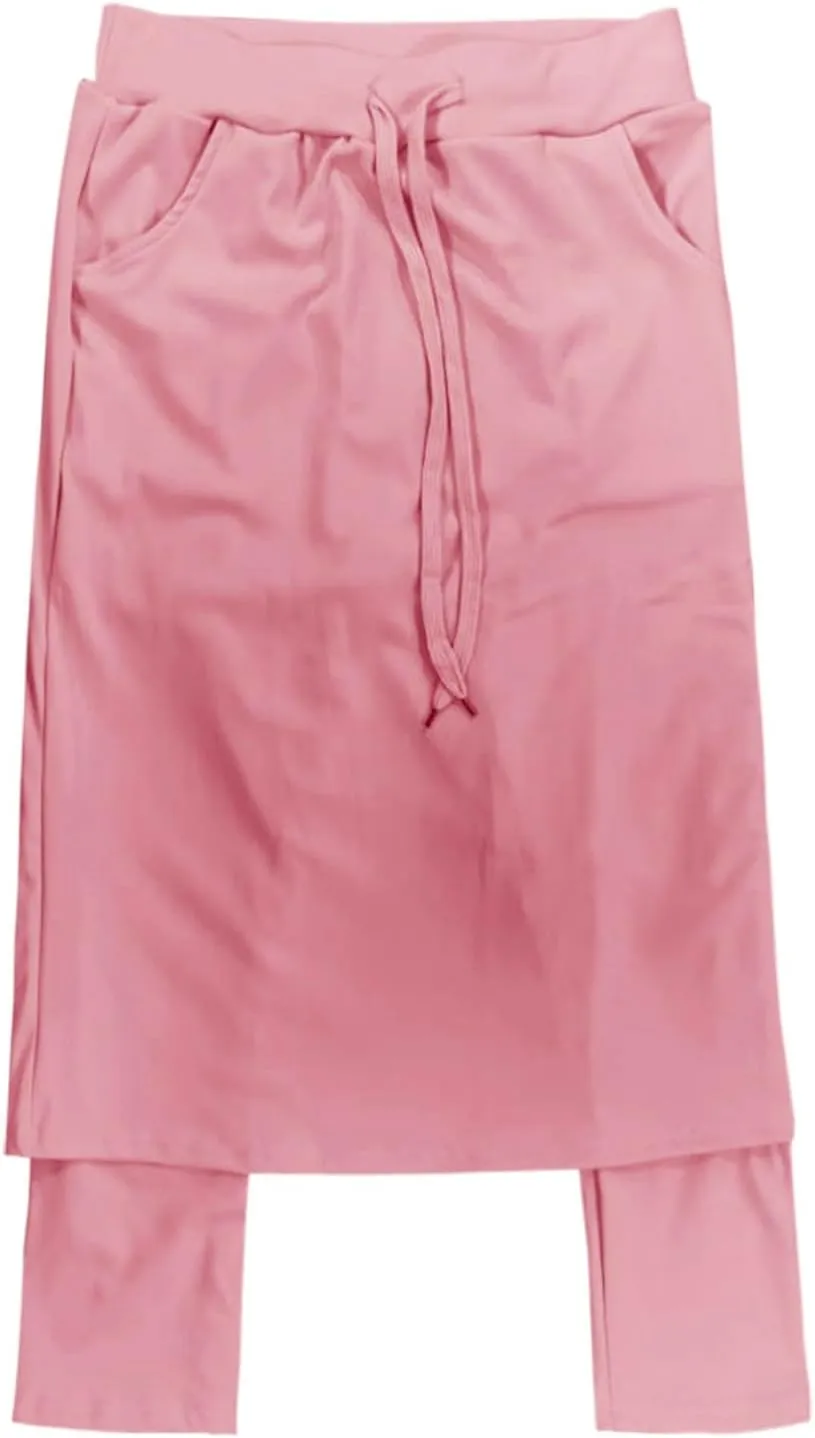 Tennis Skirts for Women Athletic Knee Length Golf Casual Skorts Shorts Sports Drawstring Waist Skirt with Pockets