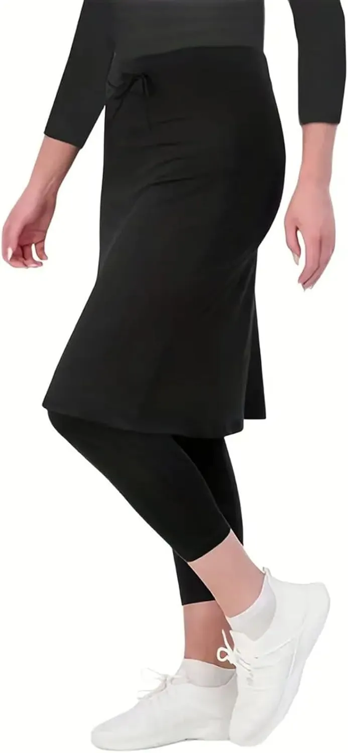 Tennis Skirts for Women Athletic Knee Length Golf Casual Skorts Shorts Sports Drawstring Waist Skirt with Pockets