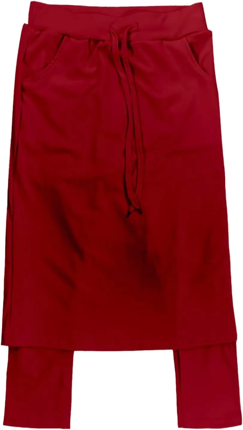 Tennis Skirts for Women Athletic Knee Length Golf Casual Skorts Shorts Sports Drawstring Waist Skirt with Pockets