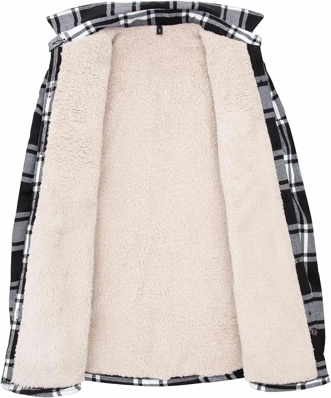 ThCreasa Womens Sherpa Lined Flannel Jacket with Hand Pockets, Plaid Button Down Fuzzy Shirt Jackets