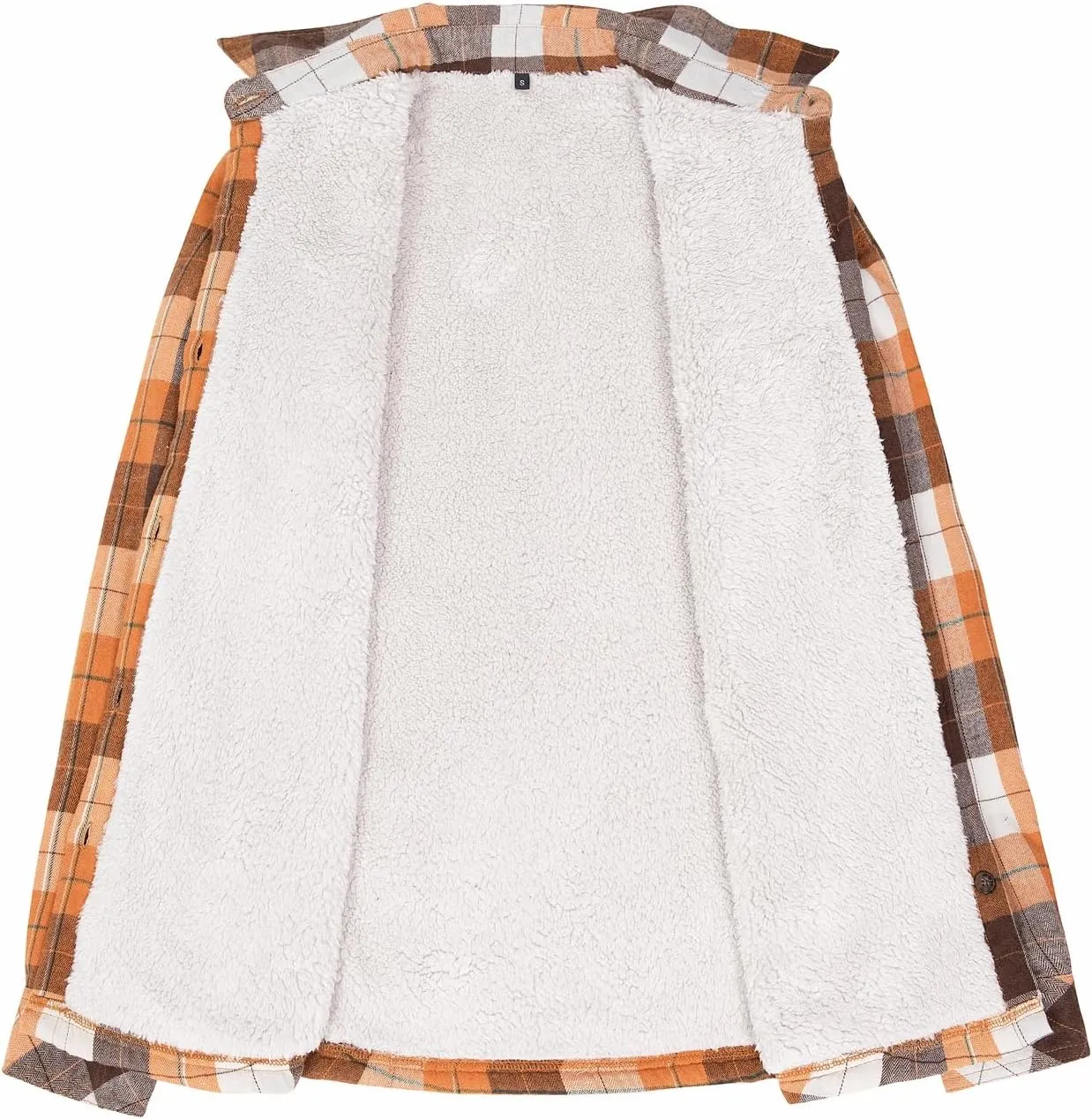 ThCreasa Womens Sherpa Lined Flannel Jacket with Hand Pockets, Plaid Button Down Fuzzy Shirt Jackets