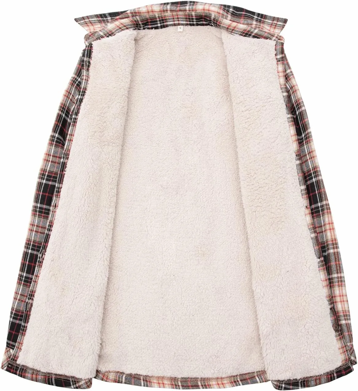 ThCreasa Womens Sherpa Lined Flannel Jacket with Hand Pockets, Plaid Button Down Fuzzy Shirt Jackets